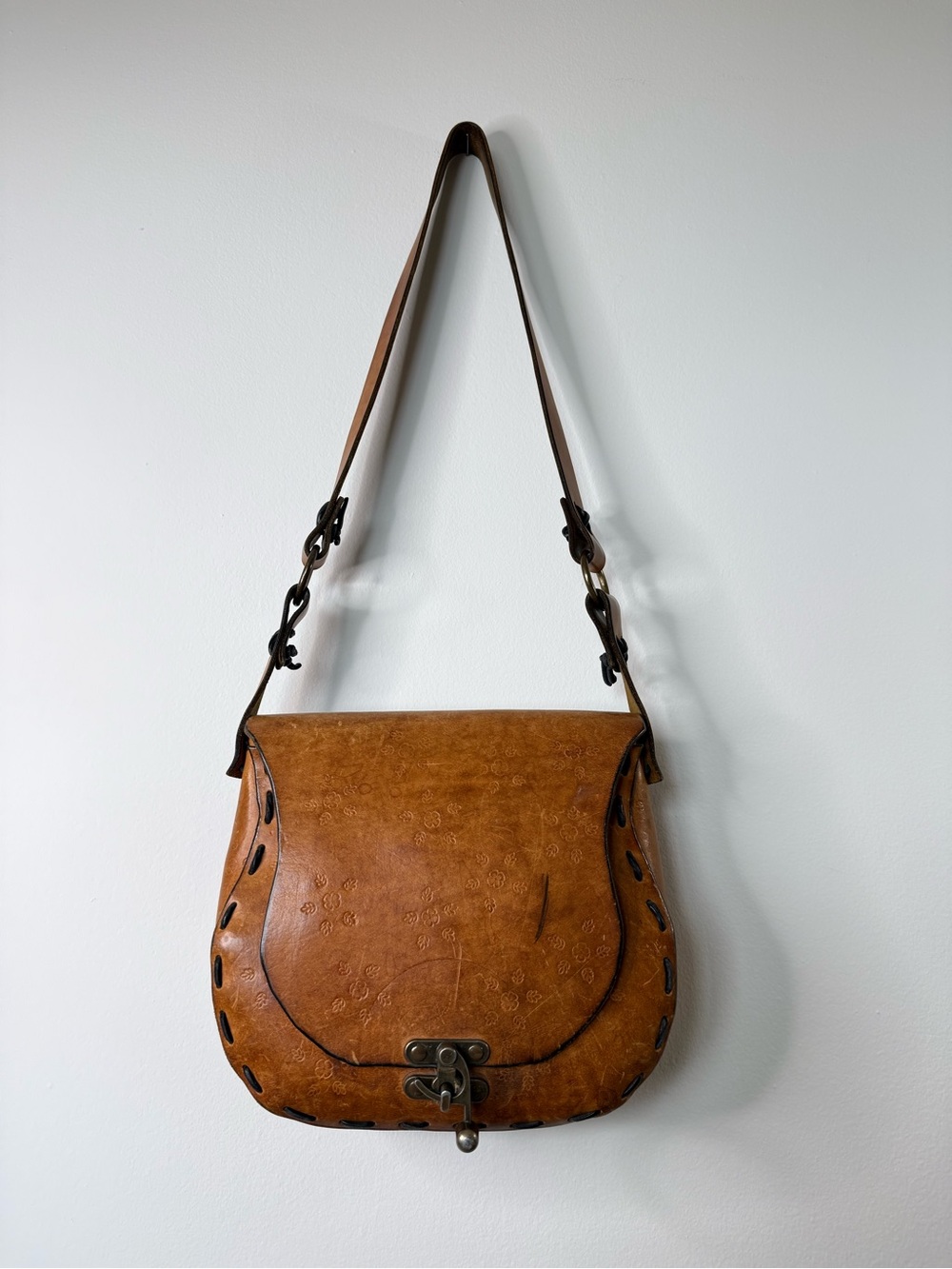 Vintage Brown Leather Shoulder Bag - Brown Crossbody Satchel